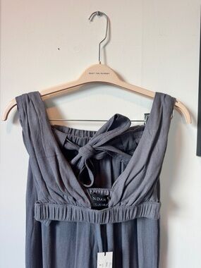 Indah Slate Gray Wide-Leg Jumpsuit with Tie Back